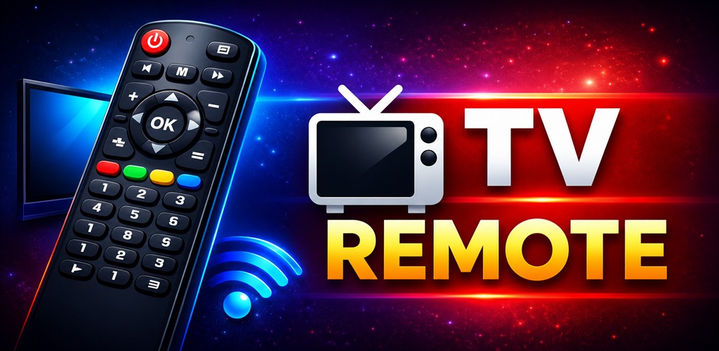 TV Remote app artwork showing a television, remote, and Wi-Fi signal